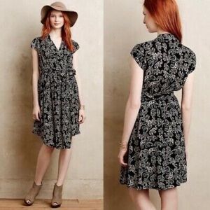 Anthropologie Maeve elephant print belted dress